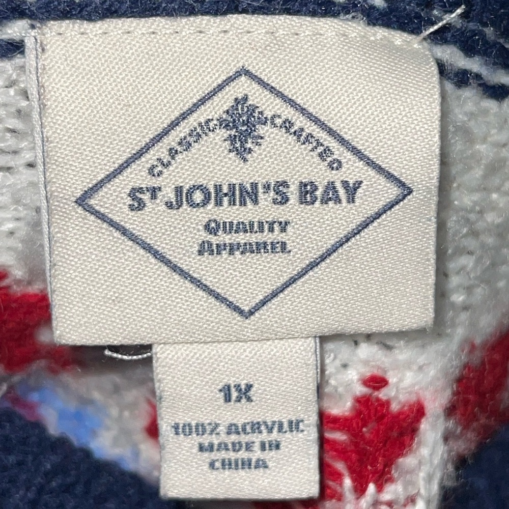 St. John’s Bay crew neck fair isle pattern holiday sweater. Worn 2X size 1X GUC - Picture 5 of 6